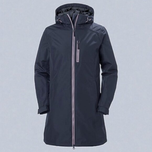 Helly Hansen long Belfast winter jacket navy blue and pink women's size M - Picture 2 of 8
